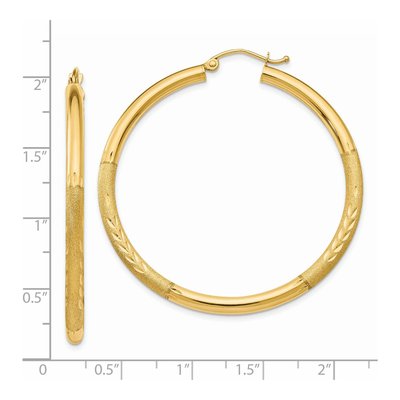 14K Yellow Gold 45mm Diamond-Cut Hoop Earrings – view 5
