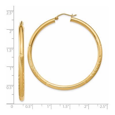 14K Yellow Gold 50mm Diamond-Cut Tube Hoop Earrings – view 4
