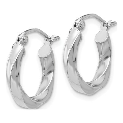14K White Gold 16mm Twisted Hoop Earrings – view 3