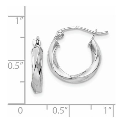 14K White Gold 16mm Twisted Hoop Earrings – view 5