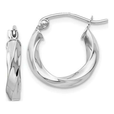14K White Gold 16mm Twisted Hoop Earrings