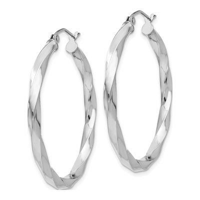 14K White Gold 36mm Twisted Hoop Earrings – view 3