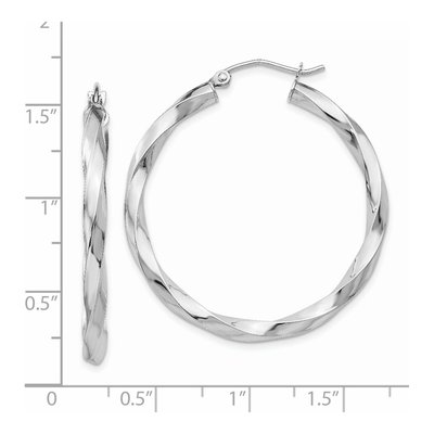14K White Gold 36mm Twisted Hoop Earrings – view 5