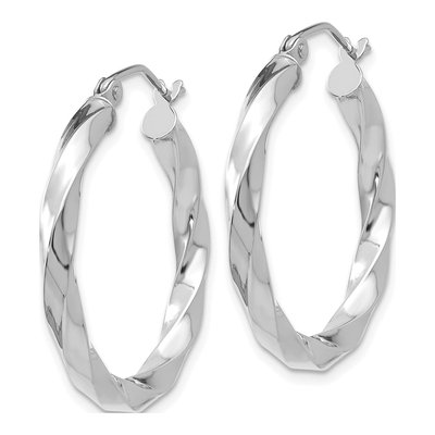 14K White Gold 26mm Twisted Hoop Earrings – view 3