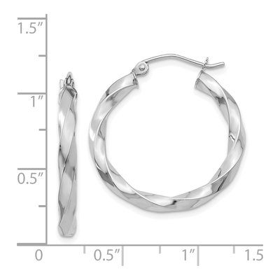 14K White Gold 26mm Twisted Hoop Earrings – view 5