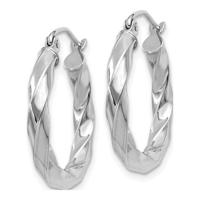 14K White Gold 19mm Twisted Hoop Earrings – view 3