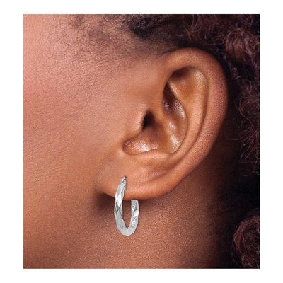 14K White Gold 19mm Twisted Hoop Earrings – view 4
