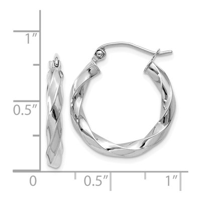 14K White Gold 19mm Twisted Hoop Earrings – view 5