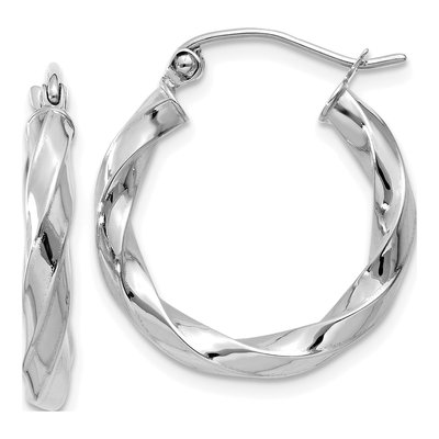 14K White Gold 19mm Twisted Hoop Earrings
