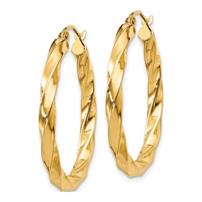 14K Yellow Gold 30mm Twisted Hoop Earrings – view 3
