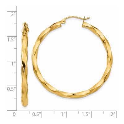 14K Yellow Gold 40mm Twisted Hoop Earrings – view 5