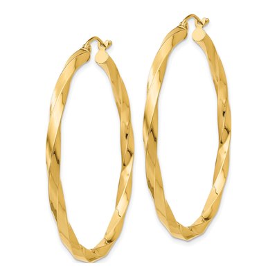 14K Yellow Gold 45mm Twisted Hoop Earrings – view 3