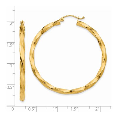 14K Yellow Gold 45mm Twisted Hoop Earrings – view 5