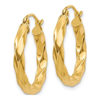 14K Yellow Gold 20mm Twisted Hoop Earrings – view 3