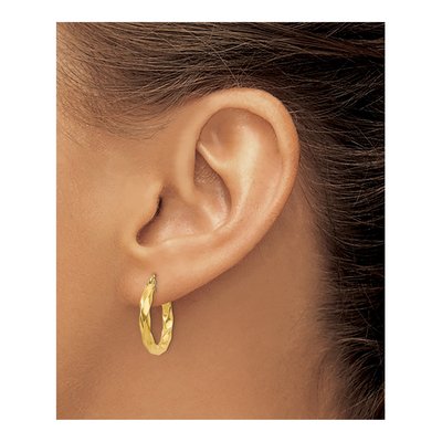 14K Yellow Gold 20mm Twisted Hoop Earrings – view 4
