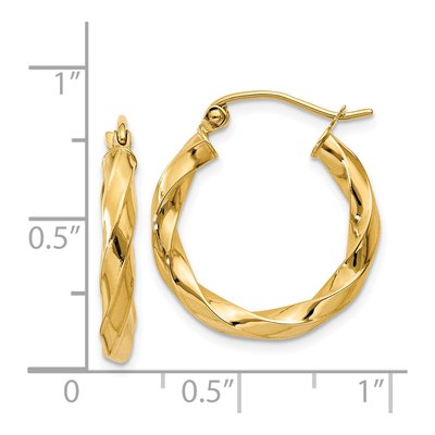 14K Yellow Gold 20mm Twisted Hoop Earrings – view 5