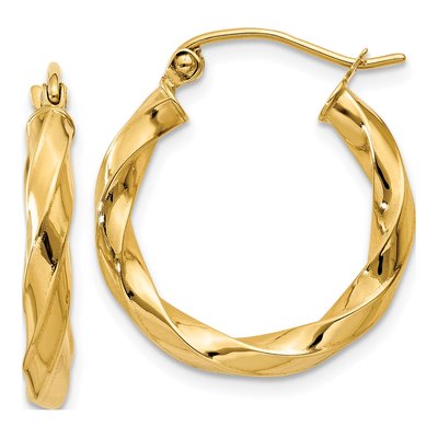 14K Yellow Gold 20mm Twisted Hoop Earrings