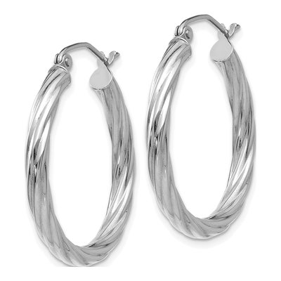 14K White Gold 20mm Twisted Hoop Earrings – view 3