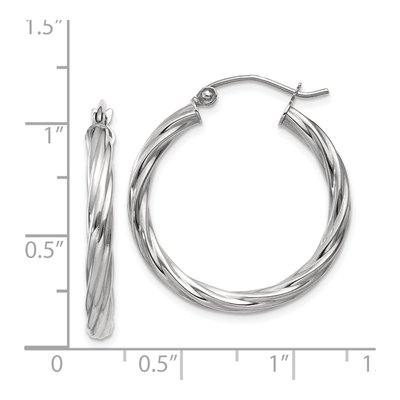 14K White Gold 20mm Twisted Hoop Earrings – view 5