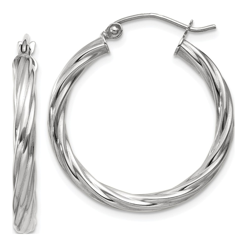 14K White Gold 20mm Twisted Hoop Earrings