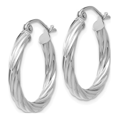 14K White Gold 15mm Twisted Hoop Earrings – view 3