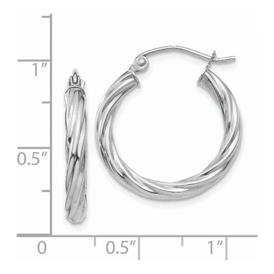 14K White Gold 15mm Twisted Hoop Earrings – view 5