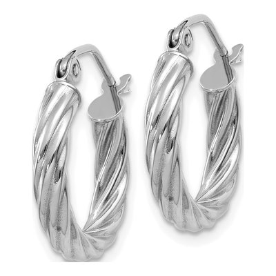 14K White Gold 10mm Twisted Hoop Earrings – view 2