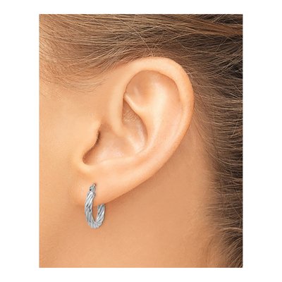 14K White Gold 10mm Twisted Hoop Earrings – view 3