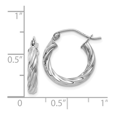 14K White Gold 10mm Twisted Hoop Earrings – view 4