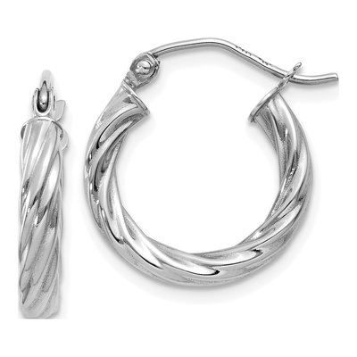 14K White Gold 10mm Twisted Hoop Earrings