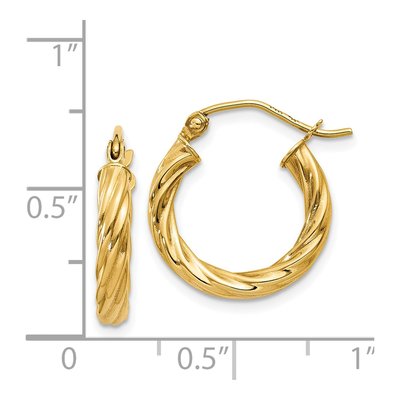 14K Yellow Gold 10mm Twisted Hoop Earrings – view 5