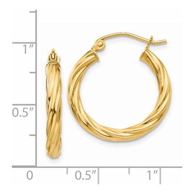 14K Yellow Gold 15mm Twisted Hoop Earrings – view 5