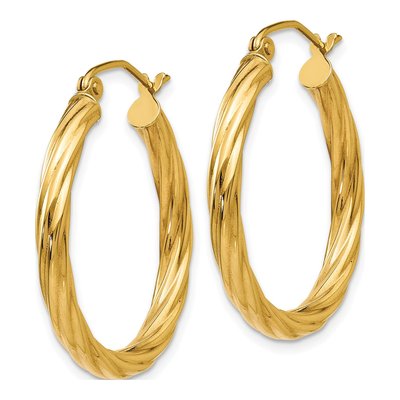 14K Yellow Gold 20mm Twisted Hoop Earrings – view 3