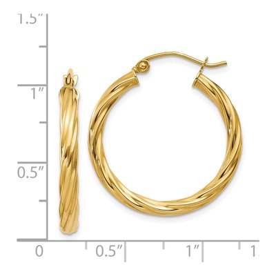 14K Yellow Gold 20mm Twisted Hoop Earrings – view 5