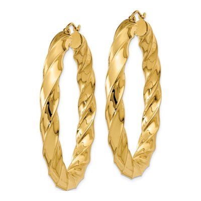 14K Yellow Gold 33mm Twisted Hoop Earrings – view 3