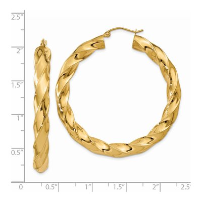 14K Yellow Gold 33mm Twisted Hoop Earrings – view 5