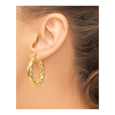 14K Yellow Gold 39mm Twisted Hoop Earrings – view 4