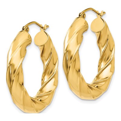 14K Yellow Gold 17mm Twisted Hoop Earrings – view 3