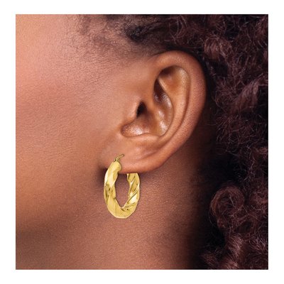 14K Yellow Gold 17mm Twisted Hoop Earrings – view 4