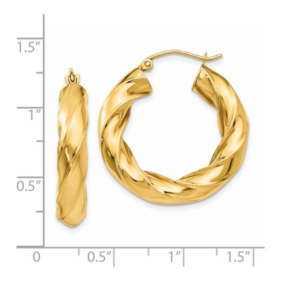 14K Yellow Gold 17mm Twisted Hoop Earrings – view 5