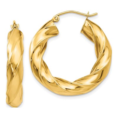 14K Yellow Gold 17mm Twisted Hoop Earrings