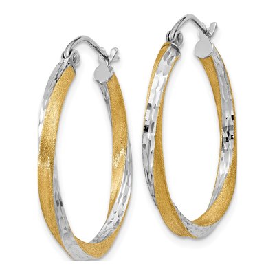 14K Yellow Gold 25mm Twisted Hoop Earrings – view 3