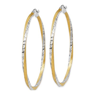 14K Yellow Gold 50mm Twisted Hoop Earrings – view 2