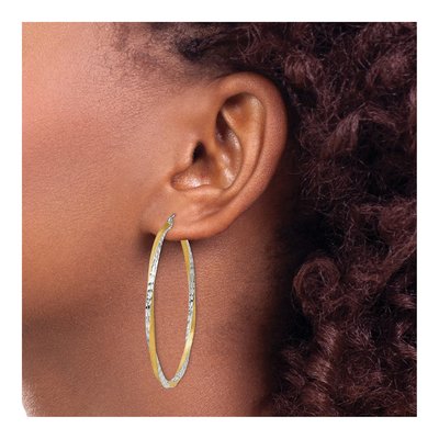 14K Yellow Gold 50mm Twisted Hoop Earrings – view 3