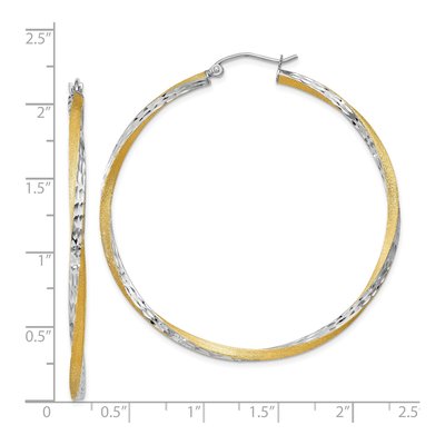14K Yellow Gold 50mm Twisted Hoop Earrings – view 4