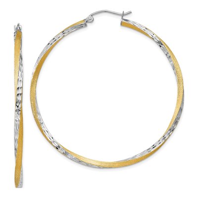 14K Yellow Gold 50mm Twisted Hoop Earrings