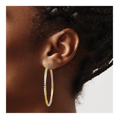 14K Yellow Gold 45mm Twisted Hoop Earrings – view 4