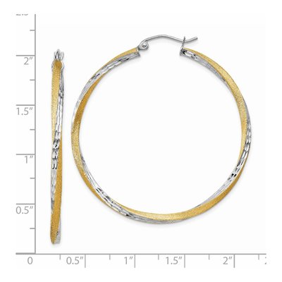 14K Yellow Gold 45mm Twisted Hoop Earrings – view 5
