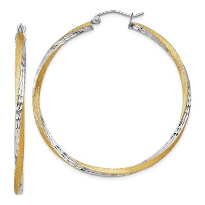 14K Yellow Gold 45mm Twisted Hoop Earrings