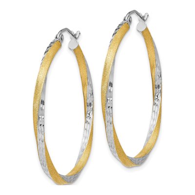14K Yellow Gold 35mm Diamond-Cut Hoop Earrings – view 3